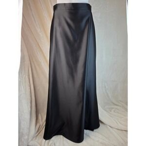 Tadashi Black Satin Maxi Skirt Formal Evening Wear Full Length Size 12
